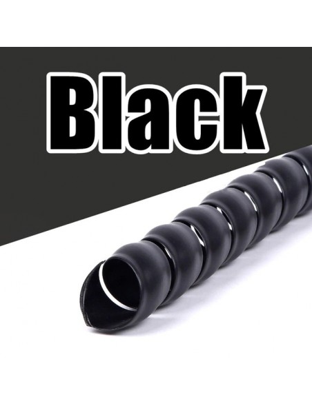 Organizador de Cables Espiral Flexible 10mm x 1m Negro