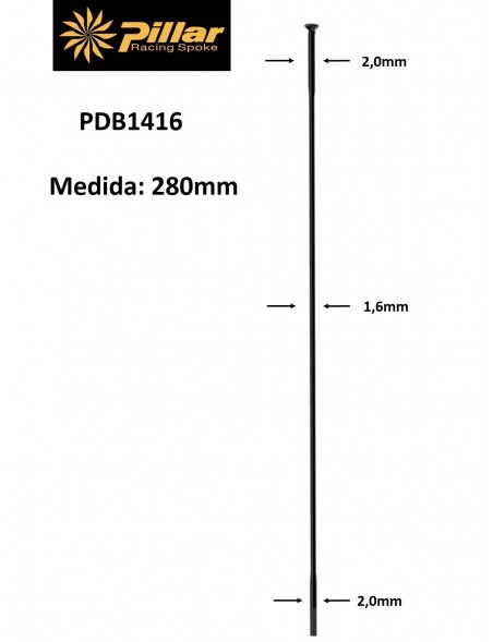 Rayos PILLAR PDB1416 BLACK 280mm Recto